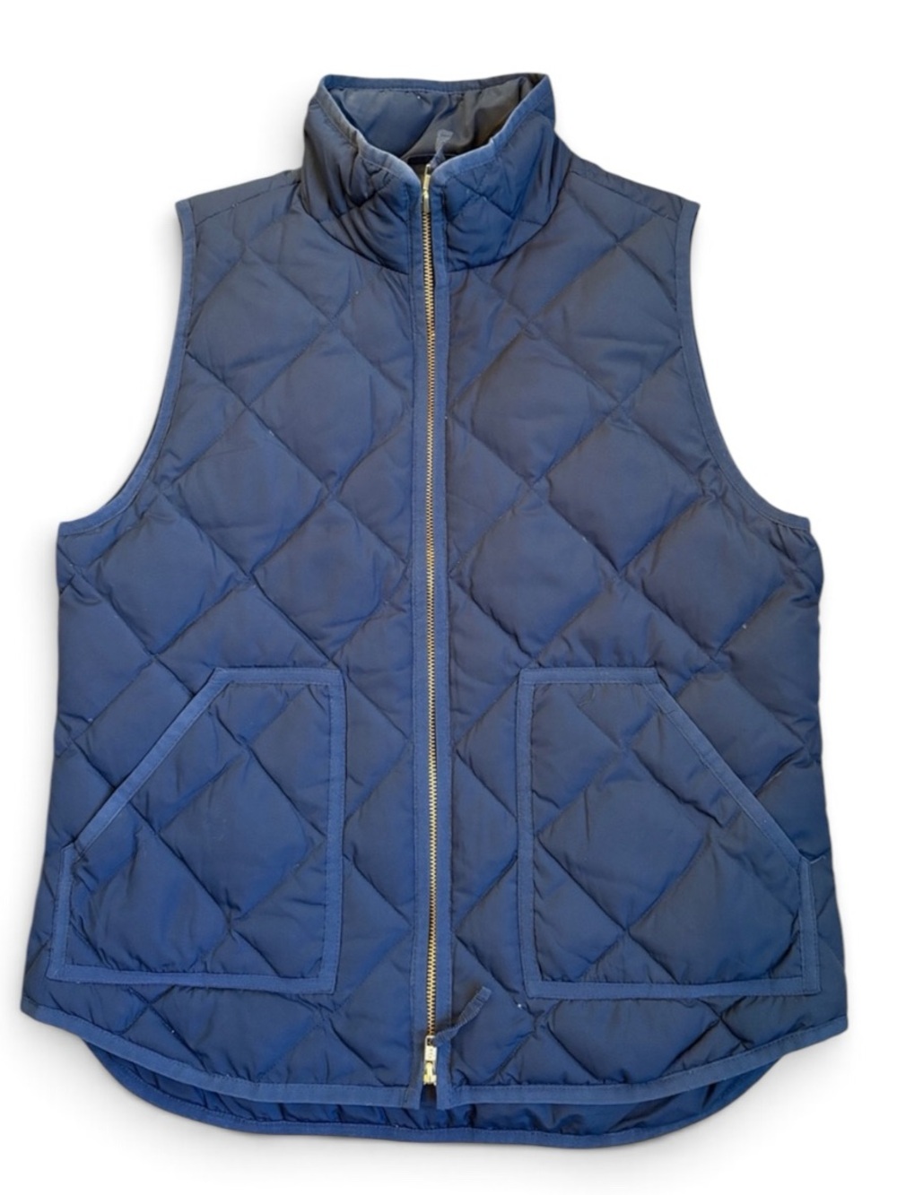 J. Crew Factory Quilted Puffer Vest Women's M Navy Full Zip Down Fill